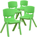 4 Pack Green Plastic Stackable School Chair with 12 Seat Height