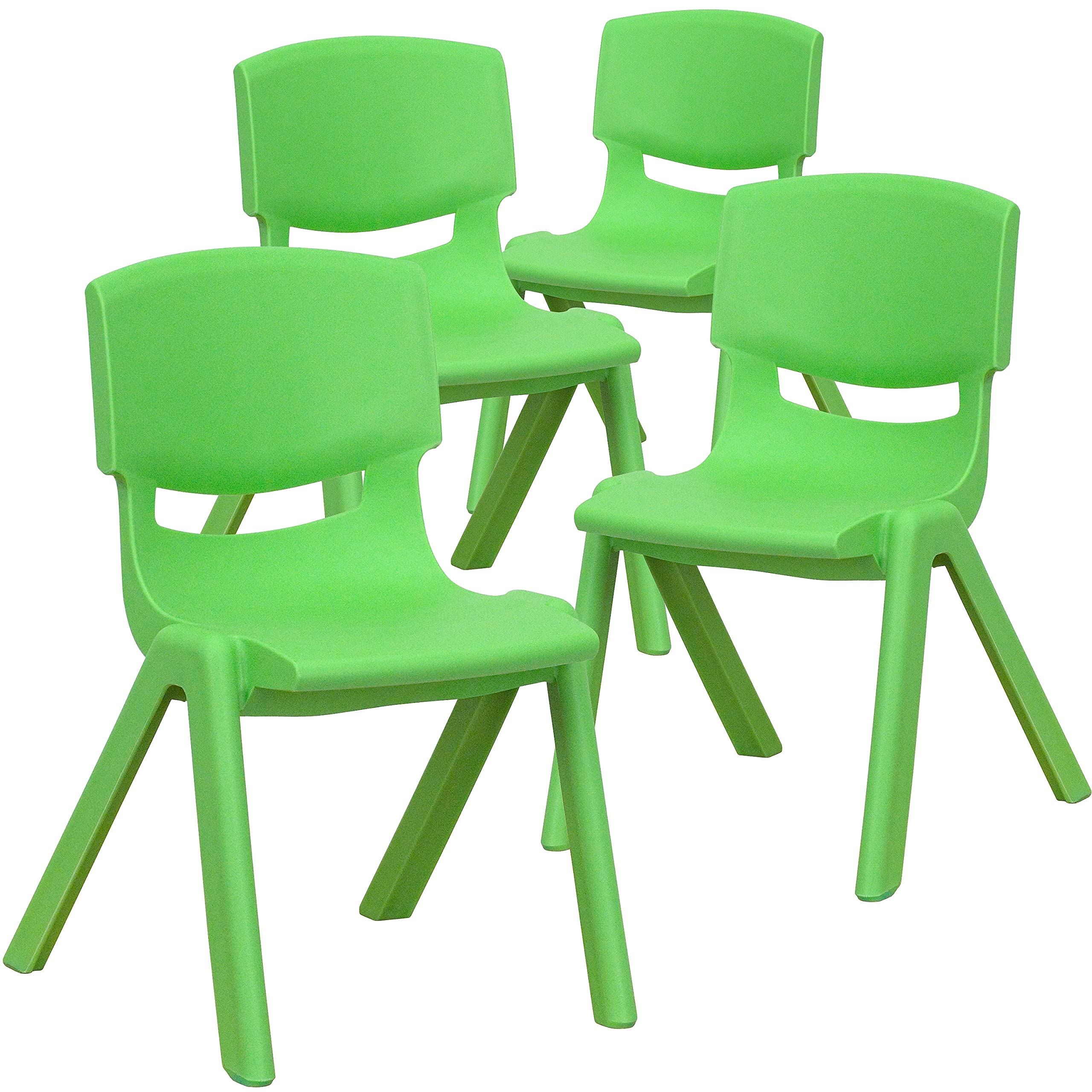 4 Pack Green Plastic Stackable School Chair with 12 Seat Height