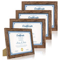 Hongkee 8.5 x 11 Picture Frame Set of 4, Made of Real Glass and Brown Certificate & Diploma Frame, 8.5 by 11 Photo for Wall or T