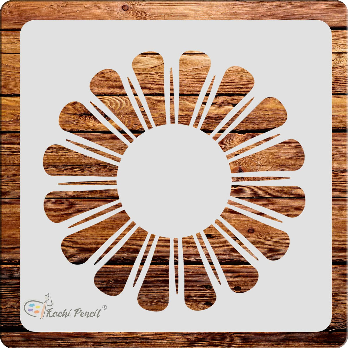 Kachi Pencil Floral Round Design Craft Stencil for Art and Painting, Size 6 x 6 inch Reusable Stencil for Painting, Fabric, Glas