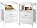 Huuger Night Stand Set of 2, Nightstand with 2 Drawers, Bed Side Table with Open Shelf, Wooden Top, End Table, PU Leather Fabric