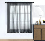 Pi Black Sheer Curtains 4 Panels 63 Inches Long,Light Window Treatment Airy Voile With Rod Pocket For Kitchen/Bedroom/Living Room/Small Window(W42Xl63,Black)