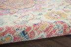 HomeRoots Ivory/Pink Polypropylene 4’ x 6’ Ivory and Pink Medallion Area Rug