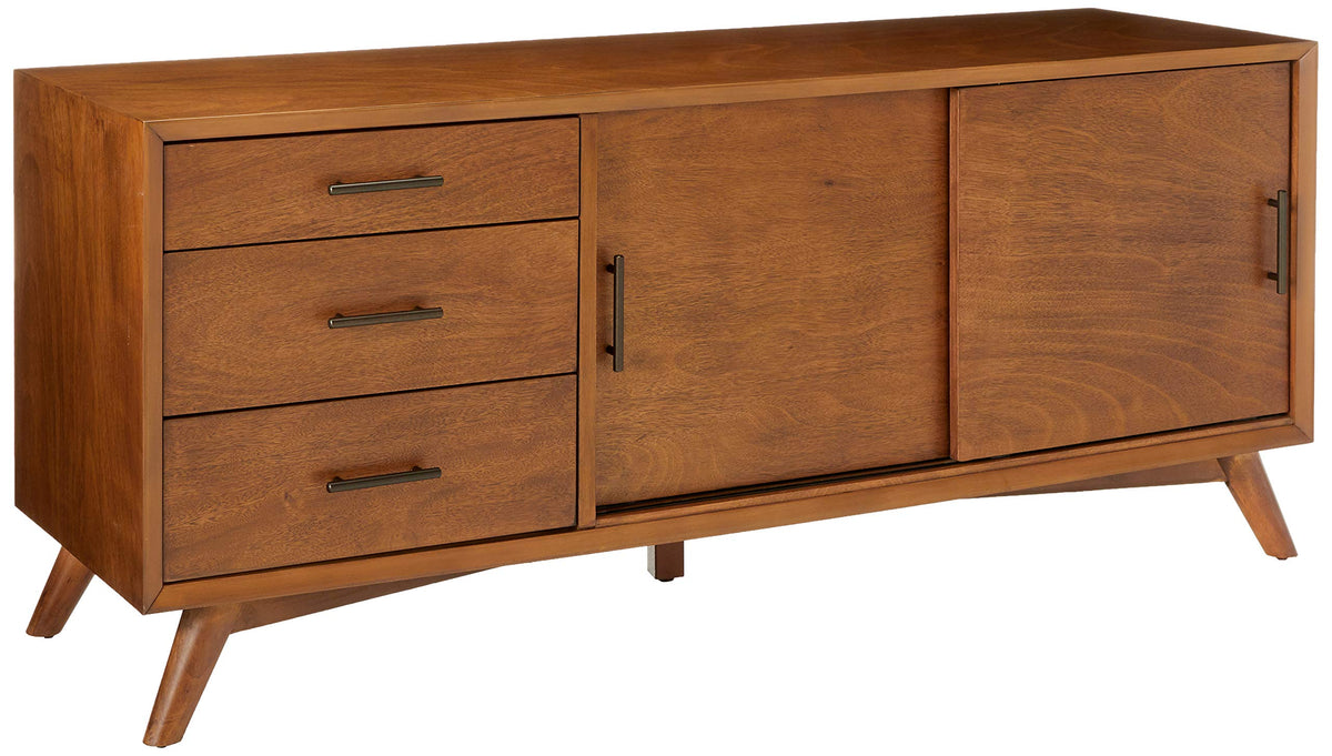 Alpine Furniture Flynn Mid Century Tv Console, 64&quot; W X 19&quot; D X 27&quot; H, Acorn