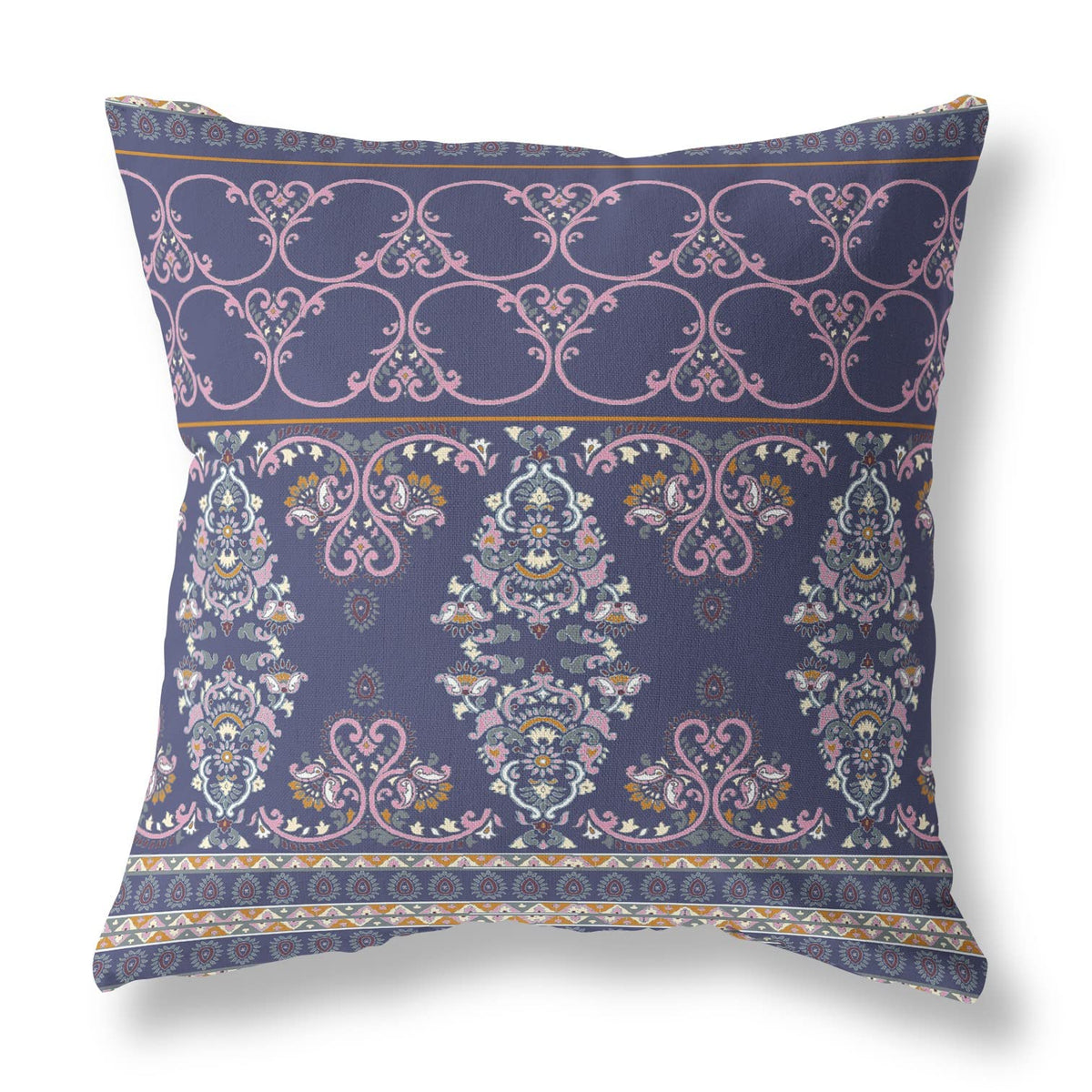 HomeRoots 26' X 26' Blue and Pink Broadcloth Floral Throw Pillow