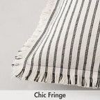 Miulee Pack Of 2 Black Pillow Covers 18X18 Inch Striped Farmhouse Couch Throw Pillow Covers With Fringe Chic Linen Decorative Cushion Covers For Sofa Living Room Bed Home Decor
