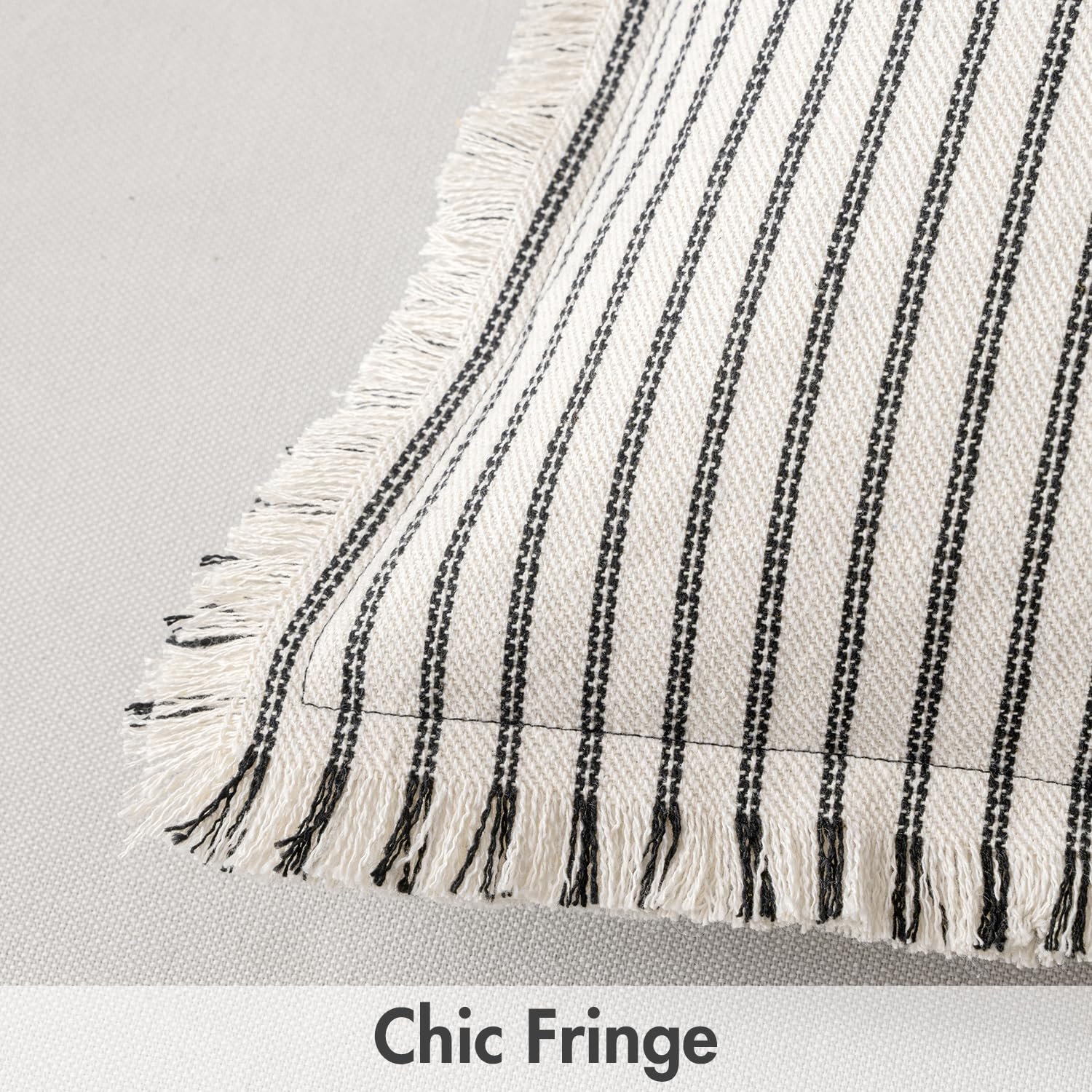 Miulee Pack Of 2 Black Pillow Covers 18X18 Inch Striped Farmhouse Couch Throw Pillow Covers With Fringe Chic Linen Decorative Cushion Covers For Sofa Living Room Bed Home Decor