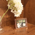Ahago Rose Gold Floating Frame (5X7   , Horizontal), For Picture Sizes 4X6, 3X5, 2X3, Tabletop Shelf Photo Frame, Home Or Office