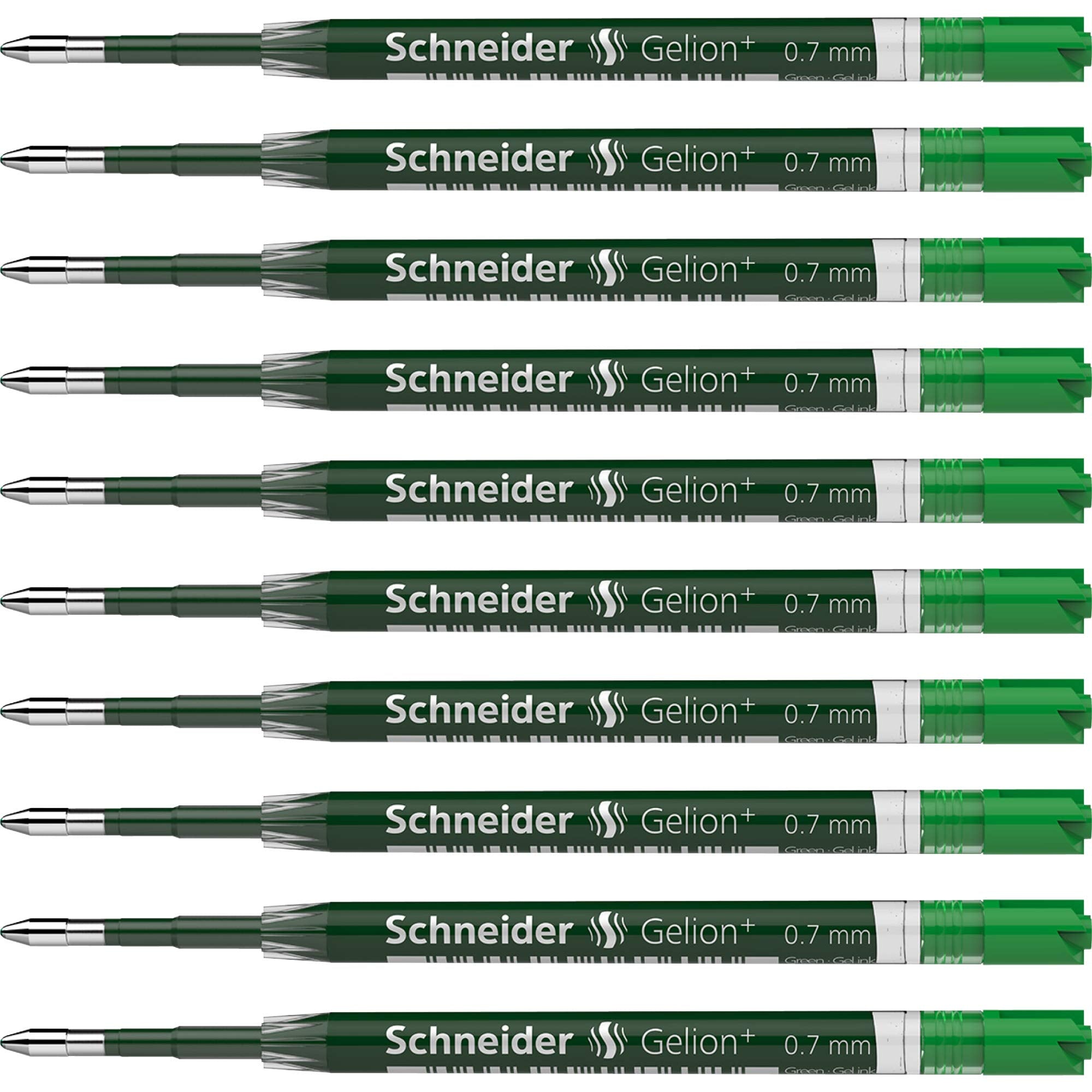 Schneider Gelion+ Gel Ink Cartridges, 0.7 Mm, Iso Format G2, Green Ink, Box Of 10 Refills (103904)