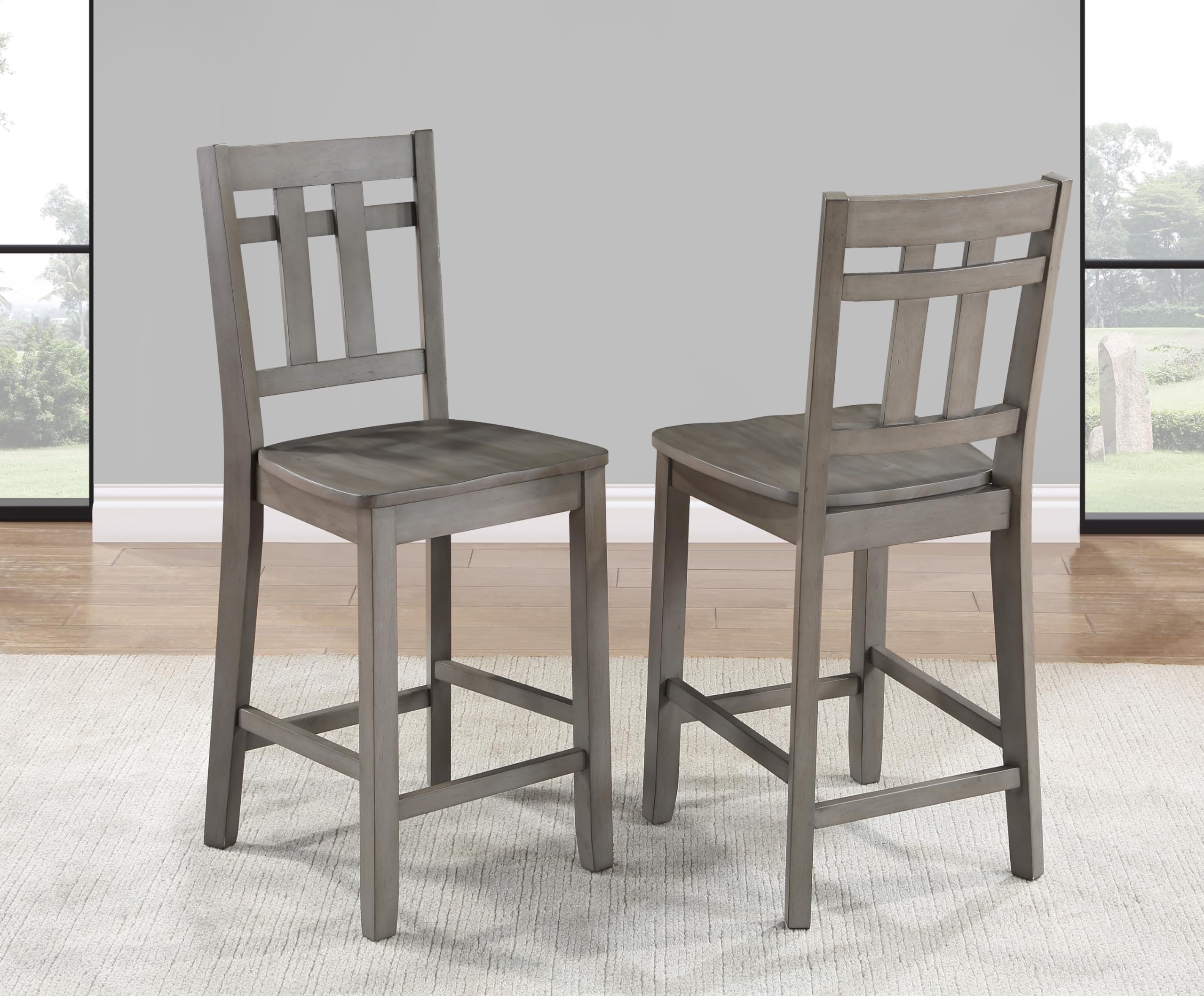 Steve Silver Furniture Toscana Counter Arts-and-Craft Styling, Aged Gray Finish, Comfortable and Stylish Seat, Set of 2 Chair, 17.5" D x 20.5" W x 41" H