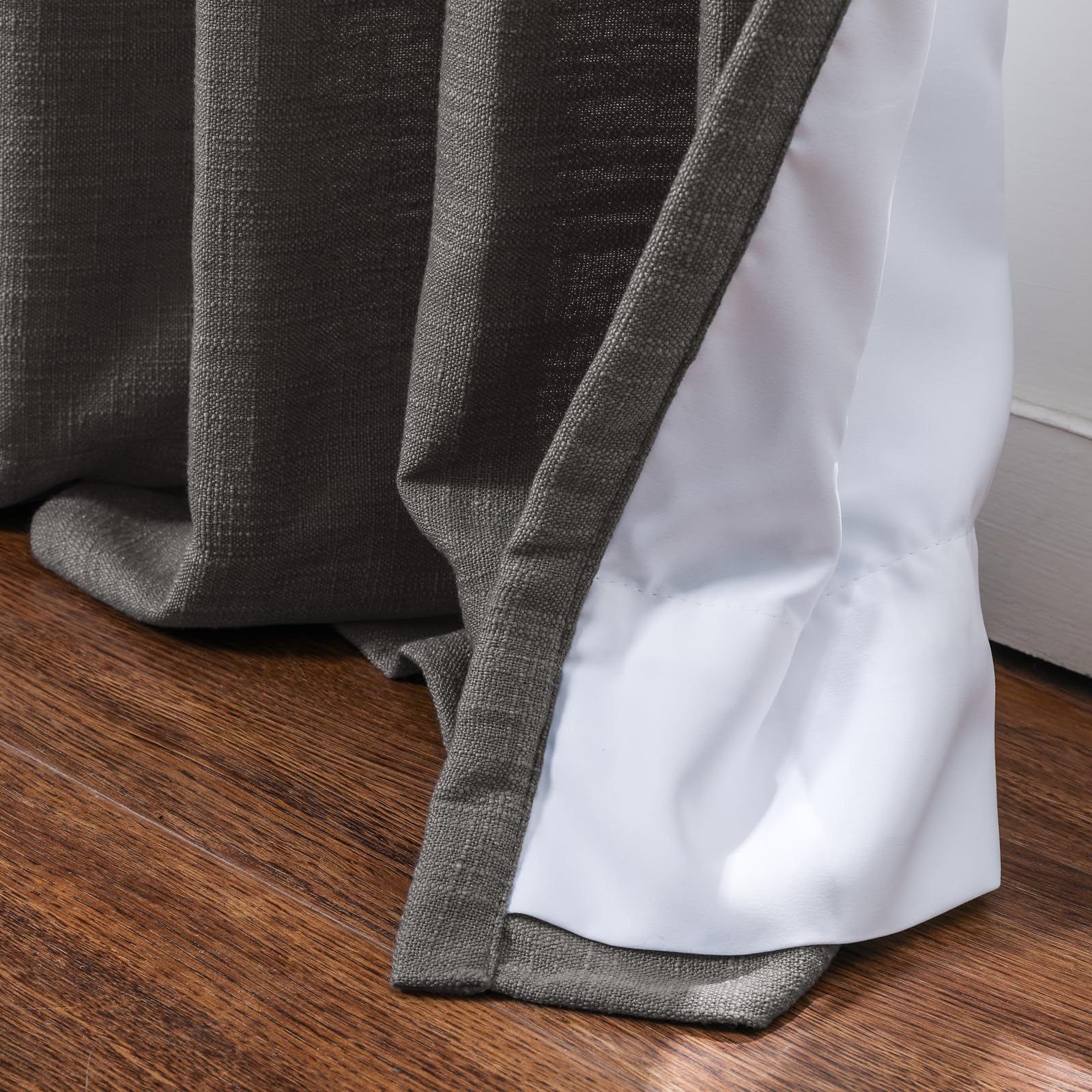 Twopages Chocolate Tart Pinch Pleated Drape 108 Inch Length Linen Light Filtering Room Darkening Curtain For Bedroom, Double Lay