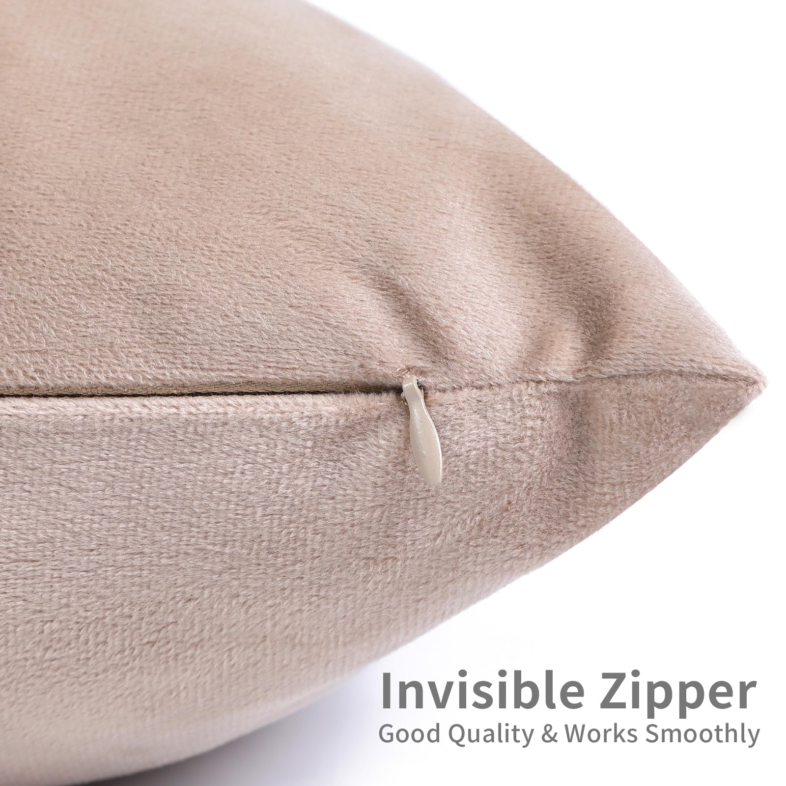 Jiiberl Throw Pillow Covers 18X18 Set Of 4 - Couch Pillow Covers For Living Room Decorative Velvet Pillow Covers Neutral Cream S