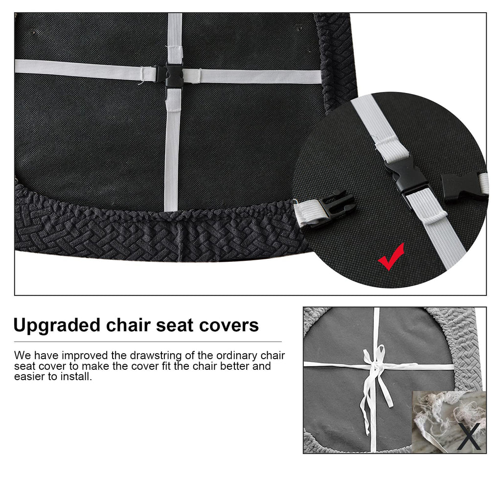 Genina Waterproof Seat Covers For Dining Room Chairs Covers Dining Chair Seat Covers Kitchen Chair Covers Slipcovers (Black, 2 Pcs)