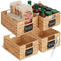 Best Choice Products Set of 4 9x12in Water Hyacinth Pantry Baskets, Woven Kitchen Organizers w/Chalkboard Label, Chalk Marker - 
