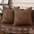 Phf 100% Cotton Waffle Weave Throw Pillow Cover, 24' X 24', No Filling, 2 Pack Elegant Home Decorative Square Throw Pillow Covers For Bed Couch Sofa, Cappuccino