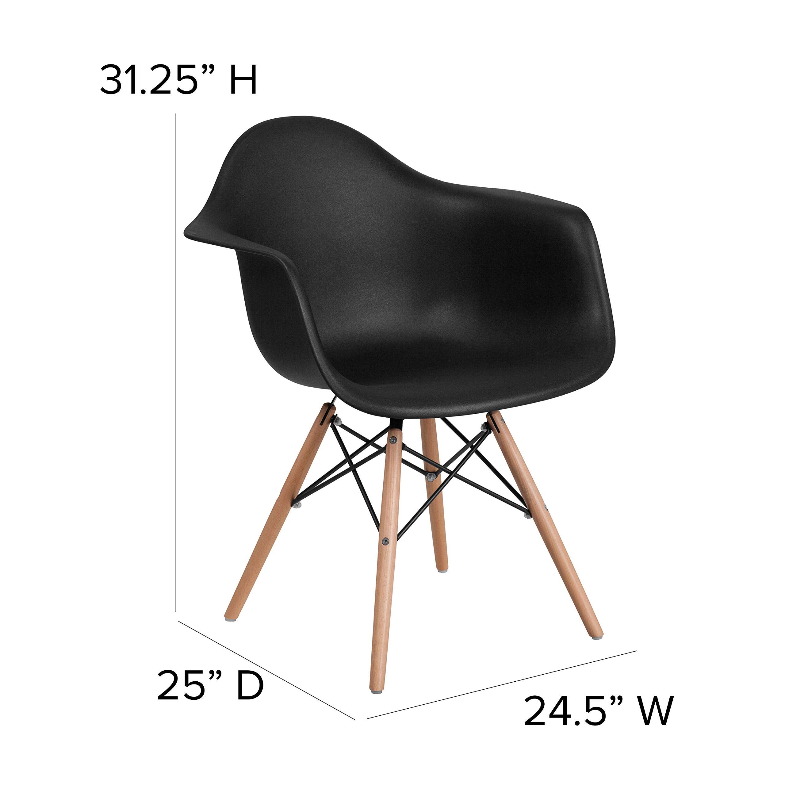 Flash Furniture Alonza Series Black Plastic Chair With Wooden Legs