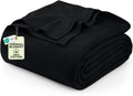 Utopia Bedding Black 100% Cotton Blanket [Queen Size - 90x90 Inch] 350GSM Lightweight, Soft and Breathable Thermal Blanket for A