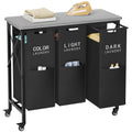 Gewudraw 3 Section Laundry Sorter with Ironing Board, Black