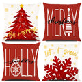 Diydec 4Pcs Christmas Pillow Covers 18X18 Inch Winter Throw Pillow Covers Red Merry Christmas Tree Snowflake Pillow Covers Gold