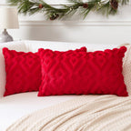 Artscope Pack of 2 Soft Plush Short Wool Velvet Decorative Throw Pillow Covers Luxury Style Cushion Covers Christmas Pillow Shel