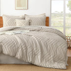 Litanika Tannish Grey King Comforter Set, 3 Pieces Lightweight Tufted Bedding Sets, Down Alternative Comforter Fluffy Bed Set Gi