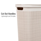 Mind Reader 40L Slim Laundry Hamper, Clothes Basket, Lid, Linen Design, Plastic, 18.5   L X 10.75   W X 23.5   H, Ivory