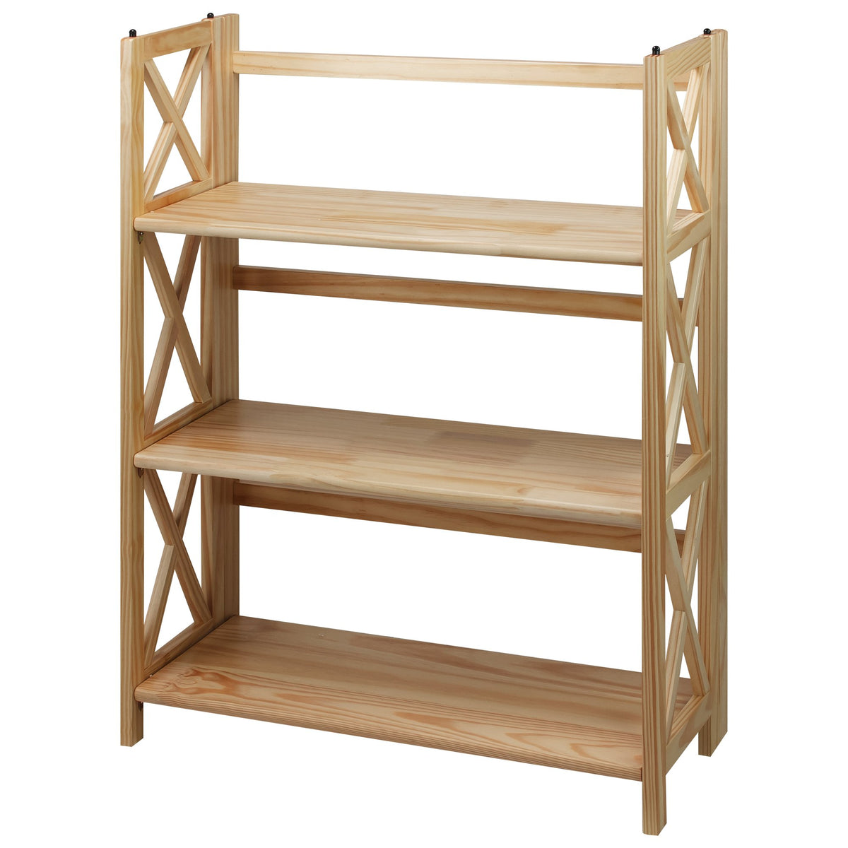 Casual Home Montego 3-Shelf Folding Bookcase, Natural , 27.5&quot; Wide