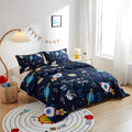 Beeweed 5 Piece Kid Comforter Set Twin Size, Space Rocket Bedding Set For Teen Boys Girls