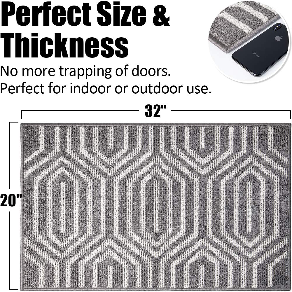 Indoor Doormat 20''X 32'', Absorbent Front Back Door Mat Floor Mats, Rubber Backing Non Slip Door Mats Inside Mud Dirt Trapper E