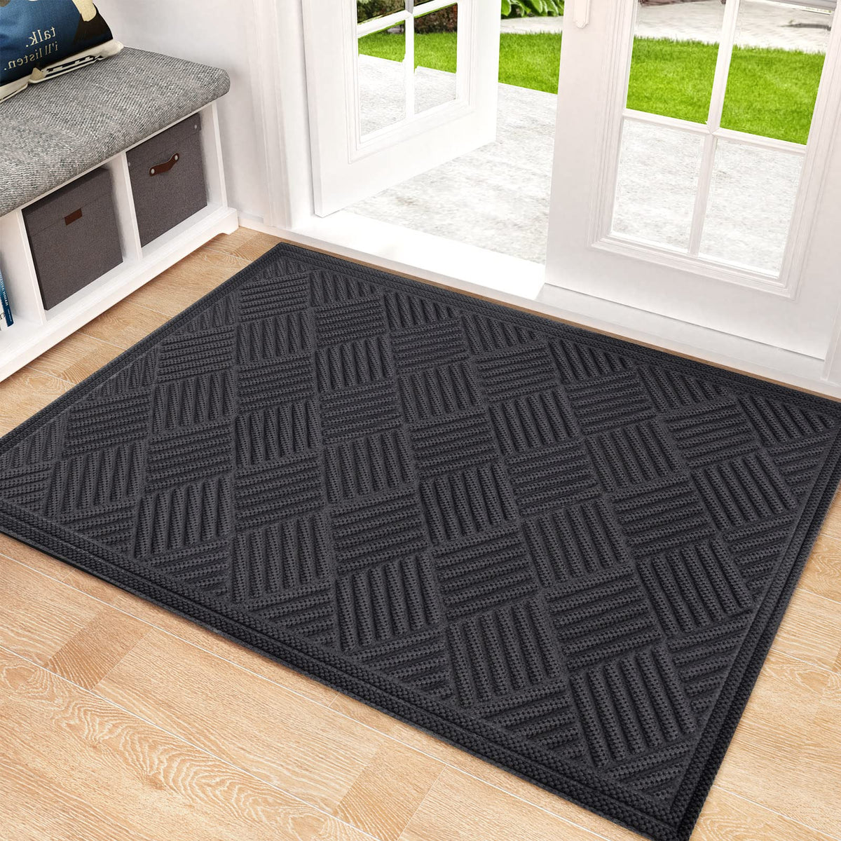 Mibao Door Mat Outdoor, Welcome Mats Outside, Large Front Mats, Doormat Indoor Entrance, Outdoor Mat, Anti-Slip Rubber Washable