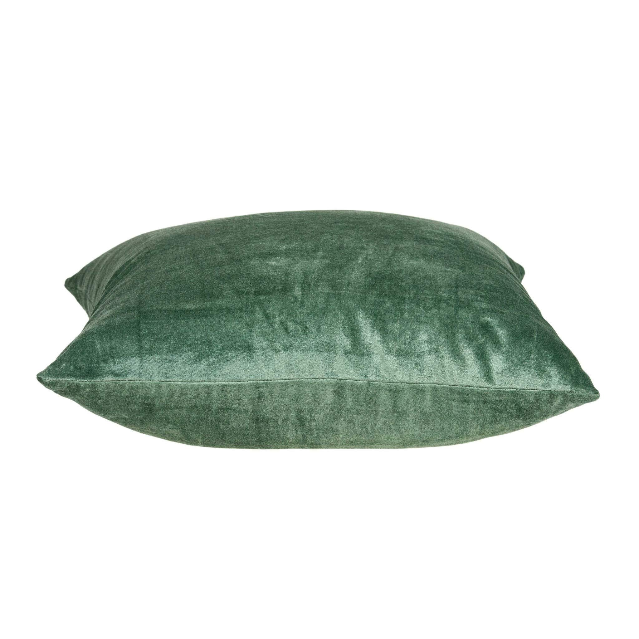 HomeRoots 50% Cotton, 50% Viscose 18' x 7' x 18' Transitional Green Solid Pillow Cover with Poly Insert