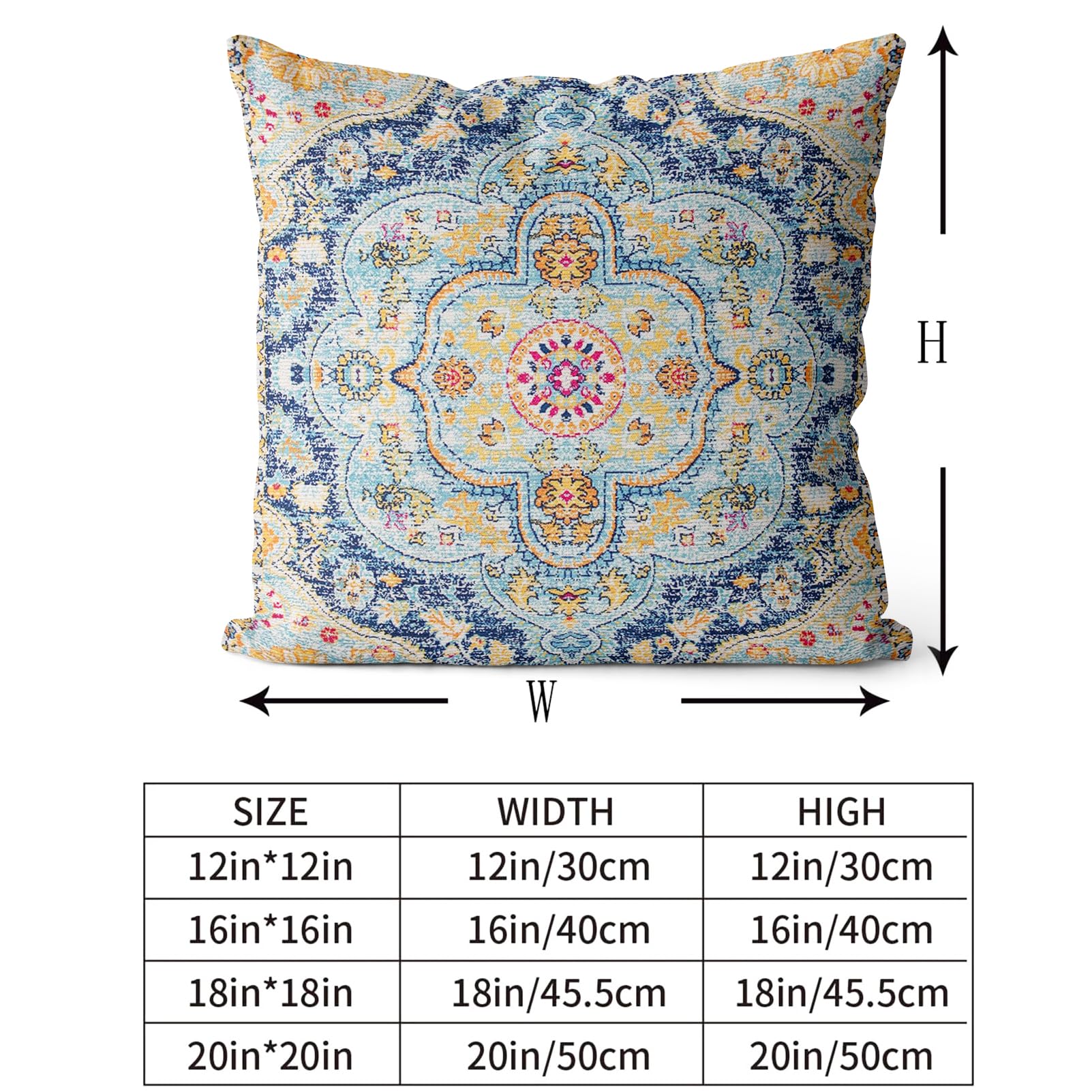 Snycler Boho Throw Pillow Covers 18X18 Inch Set Of 2 Burnt Blue Yellow Terracotta Rust Colored Throw Pillows Boho Home Decor For