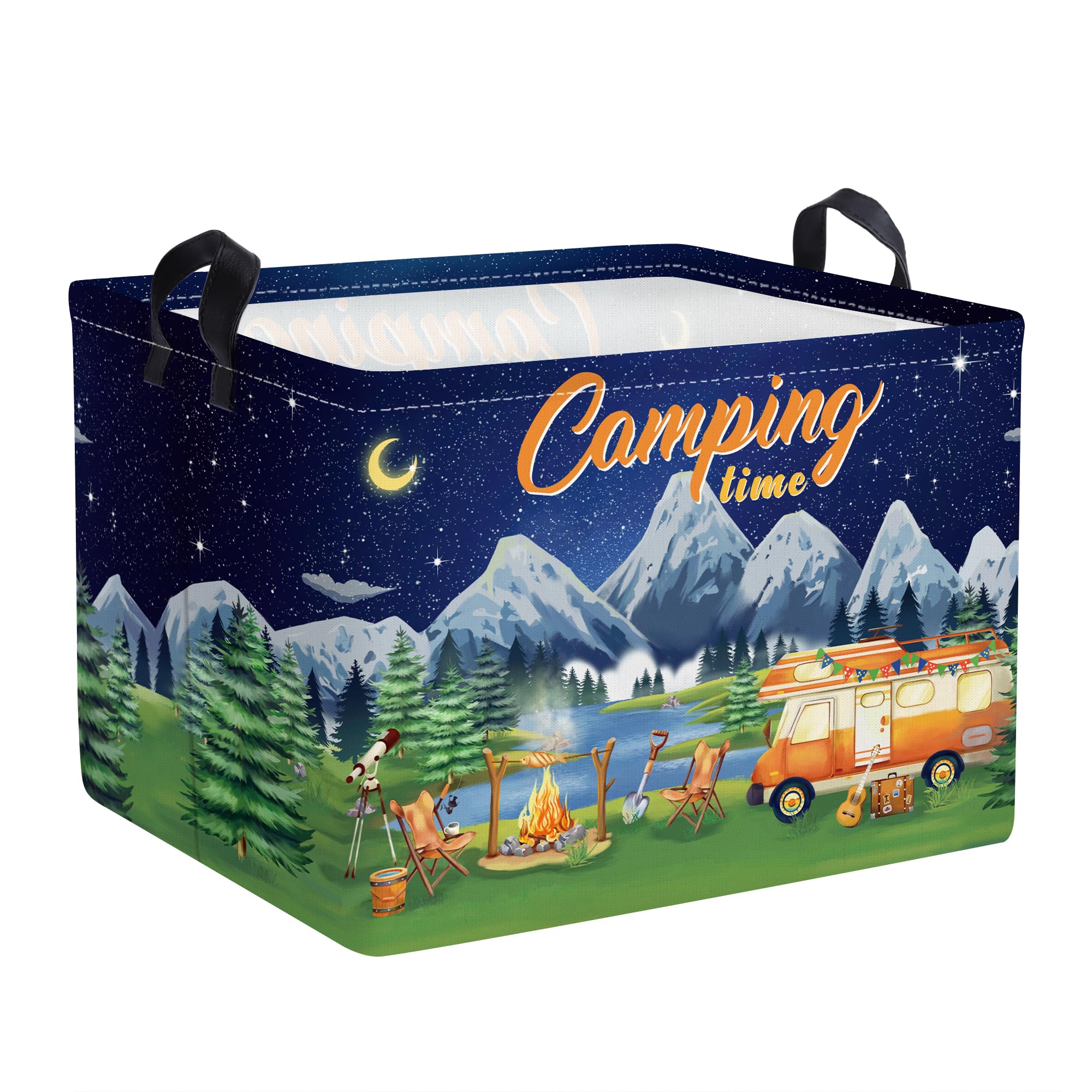 Clastyle Black Night Camping Storage Basket Clothes Toy Tool Food Picnic Basket Outdoor Beach Pool Towel Basket Rectangle Moutai
