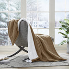 Serta Heated Throw Blanket - Reversible Fleece To Sherpa Electric Blanket, Fast Heating, Auto Shut Off Timer, Multi Heat Setting