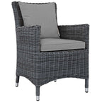 Modway Summon Wicker Rattan Aluminum Outdoor Patio Two Dining Arm Chairs With Sunbrella® Fabric Cushions In Canvas Gray