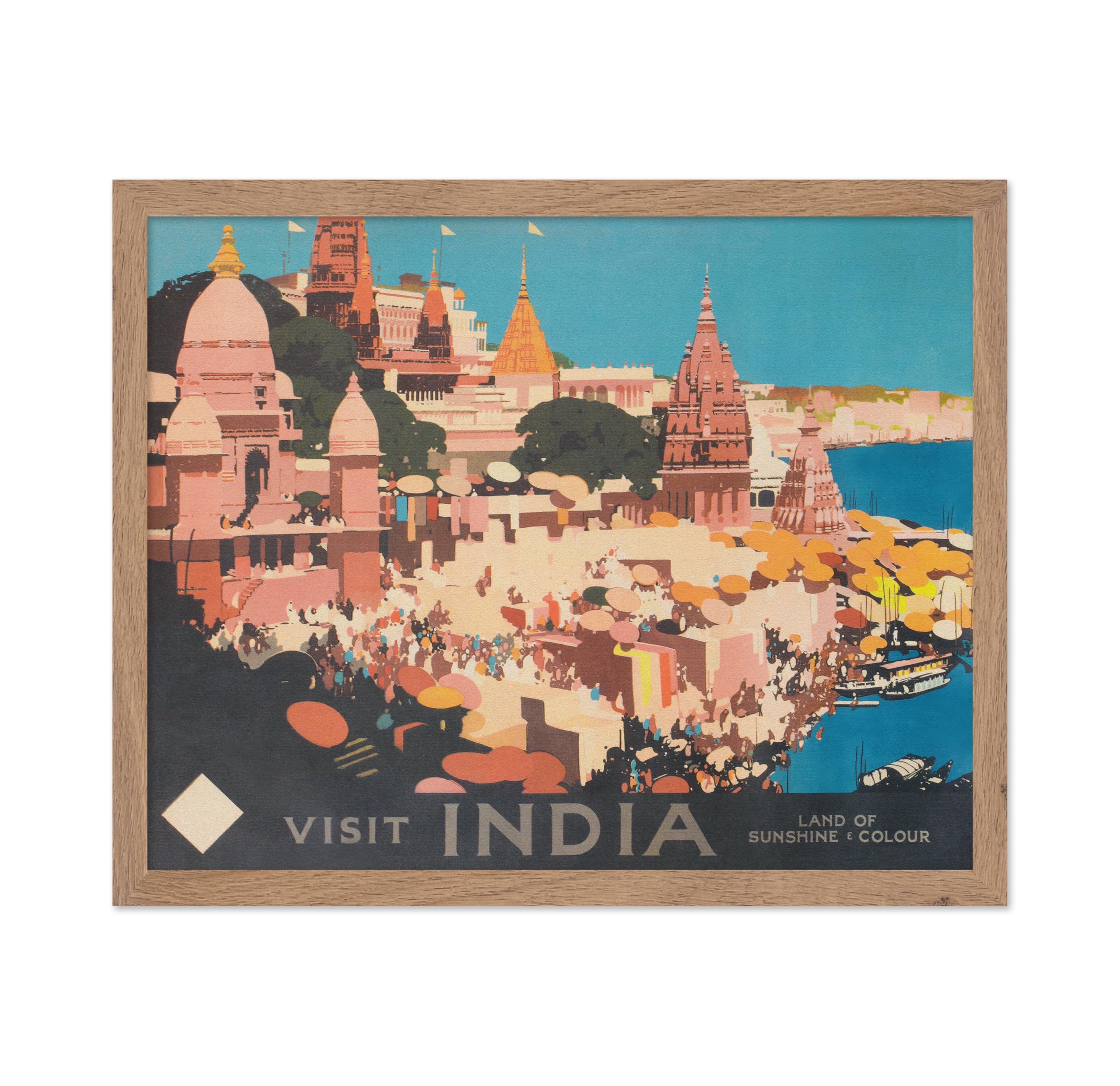 Poster Master Travel Poster - Vintage India Wall Art Poster - Colorful Visit India Retro Wall Art - Great Wall Decor Gift for Ho