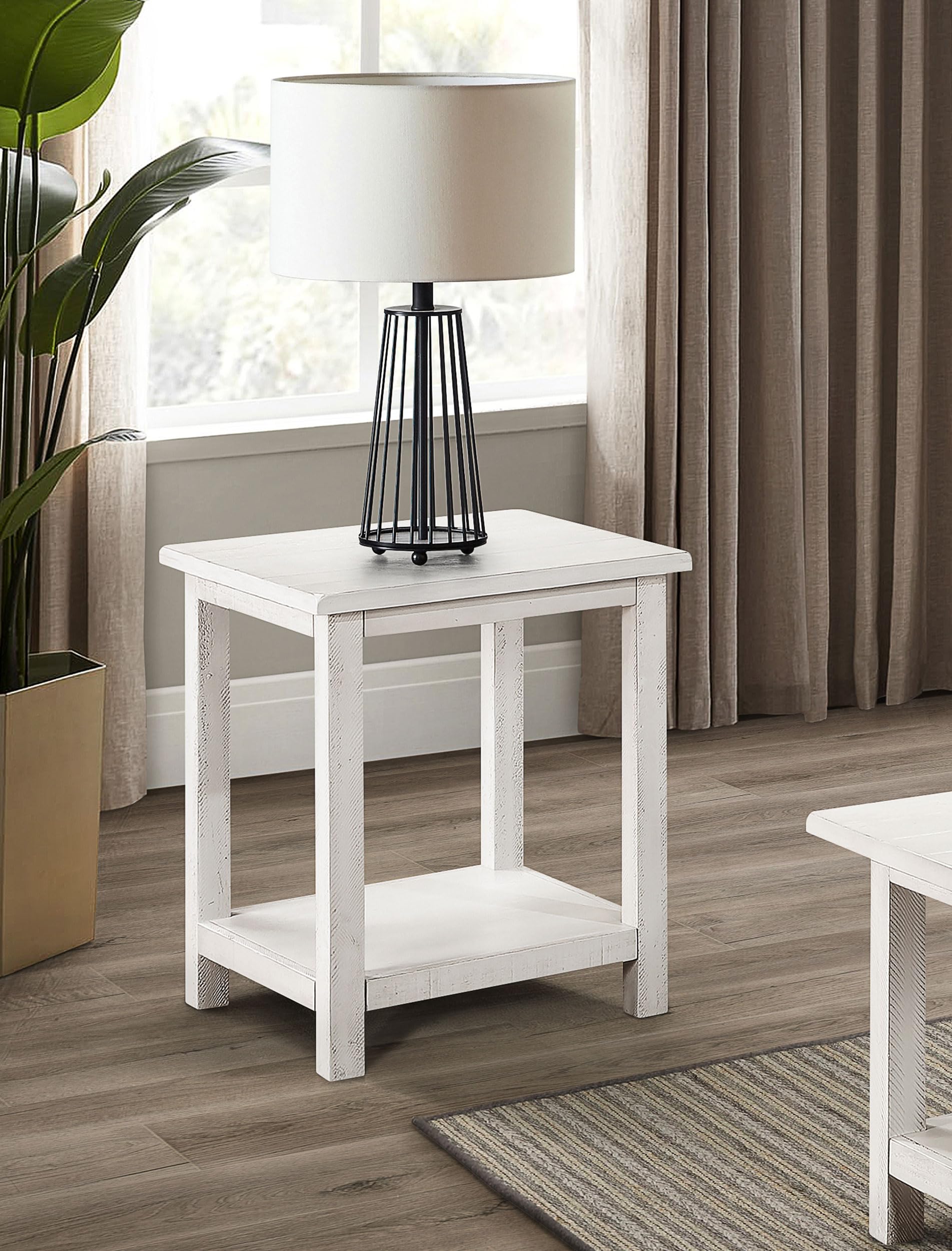 Coaster Home Furnishings Payne Wood End Table with Shelf White