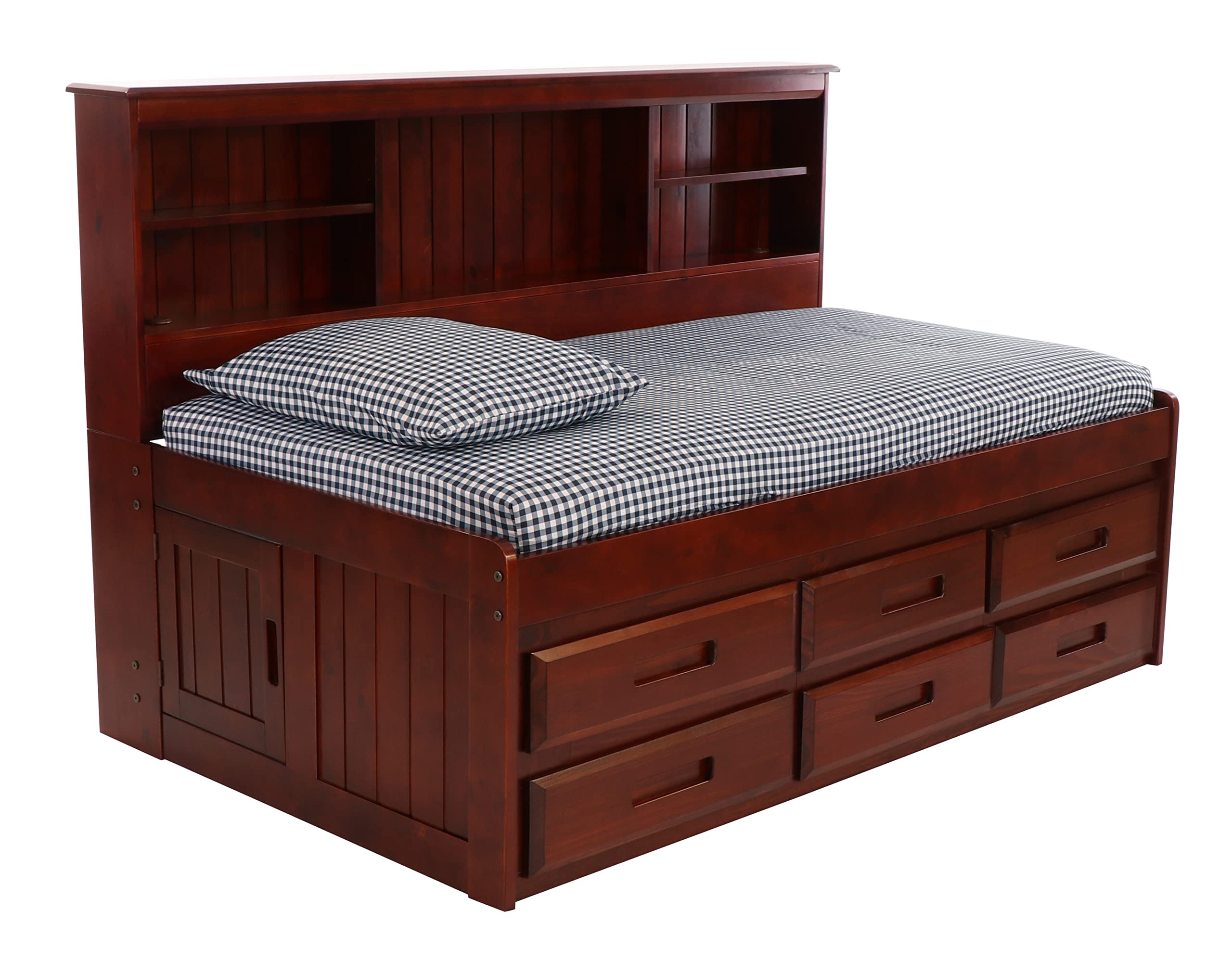 OS Home and Office Furniture Model 82822K6-22, Solid Pine Twin Daybed with Six Drawers in Rich Merlot