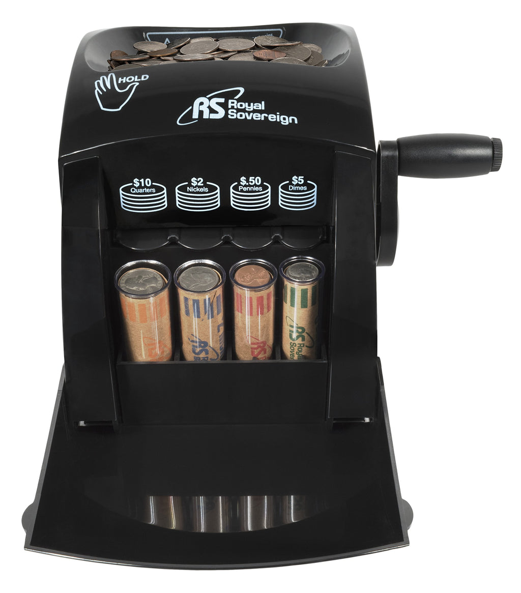 Royal Sovereign 1 Row Eco-Friendly Manual Hand Crank Coin Sorter (Qs-1), Single,Black