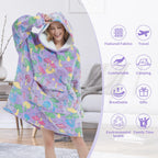 Fiosnow Wearable Blanket Hoodie Oversize Glow in the Dark Mushroom Polyester Purple Mushroom