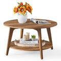 VASAGLE Round Coffee Table, 2 Tier Coffee Table with Storage, for Living Room, 31.5 x 17.7 Inches, Easy to Assemble, Honey Brown
