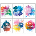 Colorful Paint Splats ChildrenS Inspirational Quote Posters, Watercolor Abstract Motivational Quote Phrases Nursery Art Prints 
