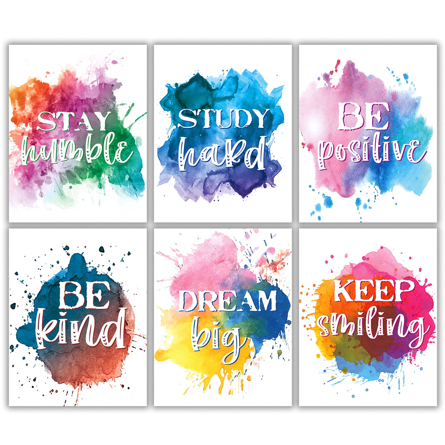 Colorful Paint Splats ChildrenS Inspirational Quote Posters, Watercolor Abstract Motivational Quote Phrases Nursery Art Prints 