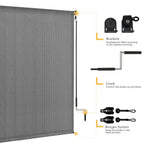 Vicllax Outdoor Roller Shade, Patio Cordless Blinds Roll Up Shade (7' W X 8' L), Grey
