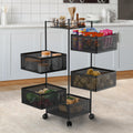 Amazon Brand  Solimo 360 Revolving Preassembled Portable 5 Layer Square Multipurpose Storage Kitchen Rack Carbon Steel Fruit Ve