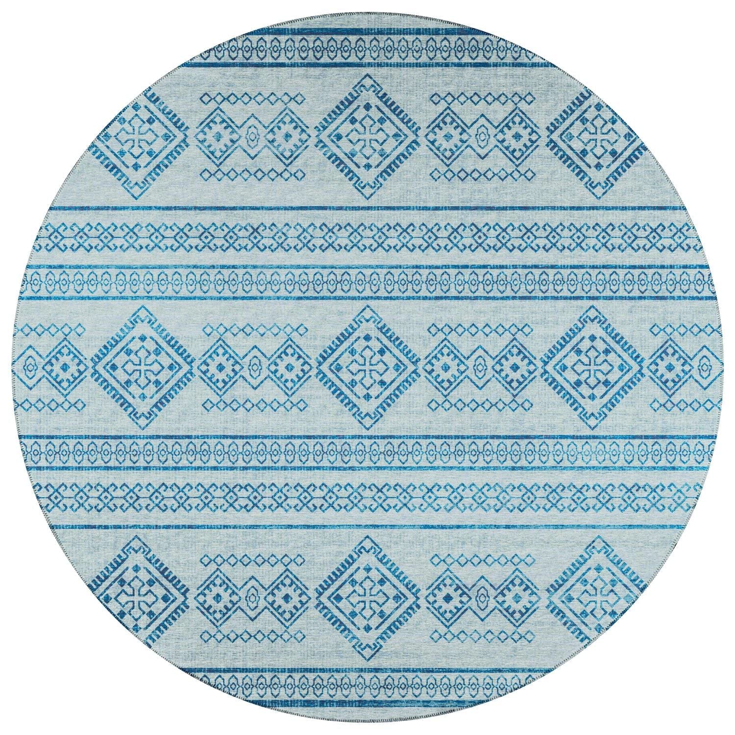 Sedona Sn14 Blue Transitional Rug Round 6' X 6'