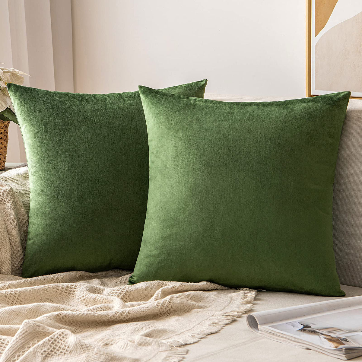 Miulee Pack Of 2 Velvet Soft Solid Decorative Square Throw Pillow Covers Set Cushion Case For Spring Sofa Bedroom Couch18X18 Inc