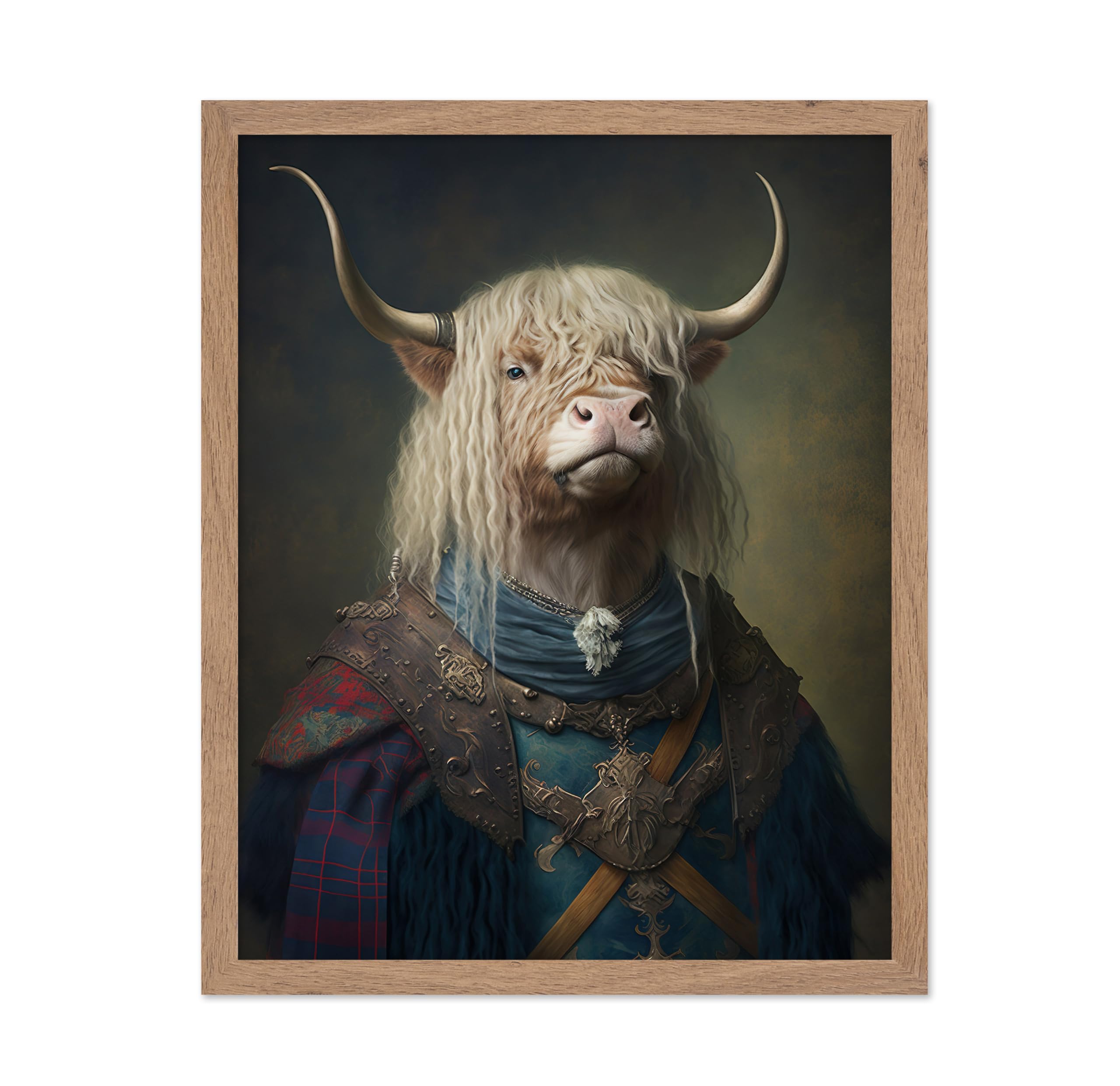 Poster Master Renaissance Animal Poster - Retro Funny Print - Gift for Artist, Friend - Aristocratic Cow, Renaissance, Formal At