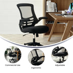 Flash Furniture Kelista Mid-Back Black Mesh Swivel Ergonomic Task Office Chair with Flip-Up Arms