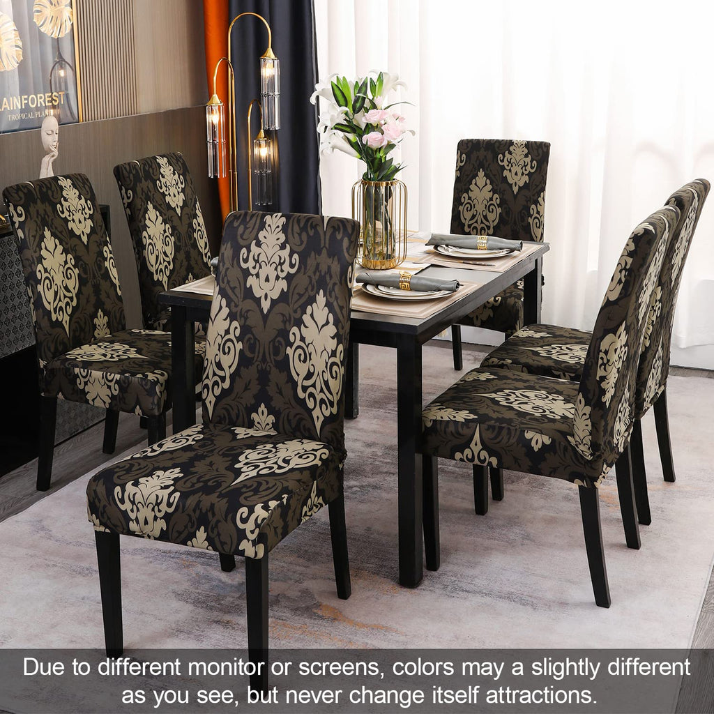 Jqinhome Dining Chair Slipcover, High Stretch Removable Washable Chair Seat Protector Cover Set Of 6,Chair Covers For Dining Room, Kitchen,Home Party,Wedding Ceremony(Luxe Black, 6Pc)